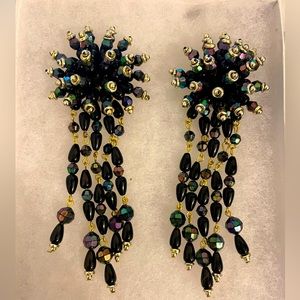 Vintage Rare Unsigned Czech Large Sign Earrings